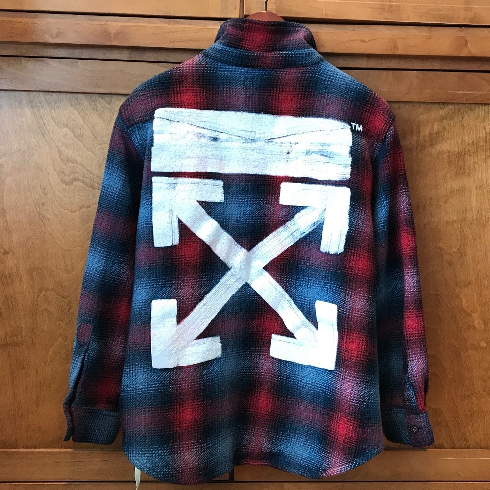OFF-WHITE PLAID ARROWS-PRINT BLANKET SHIRT - Picture 10 of 16